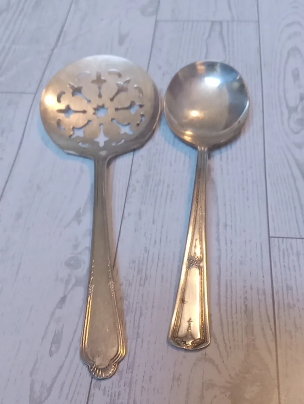 Vintage Slotted Server and Large Spoon Silver Plated